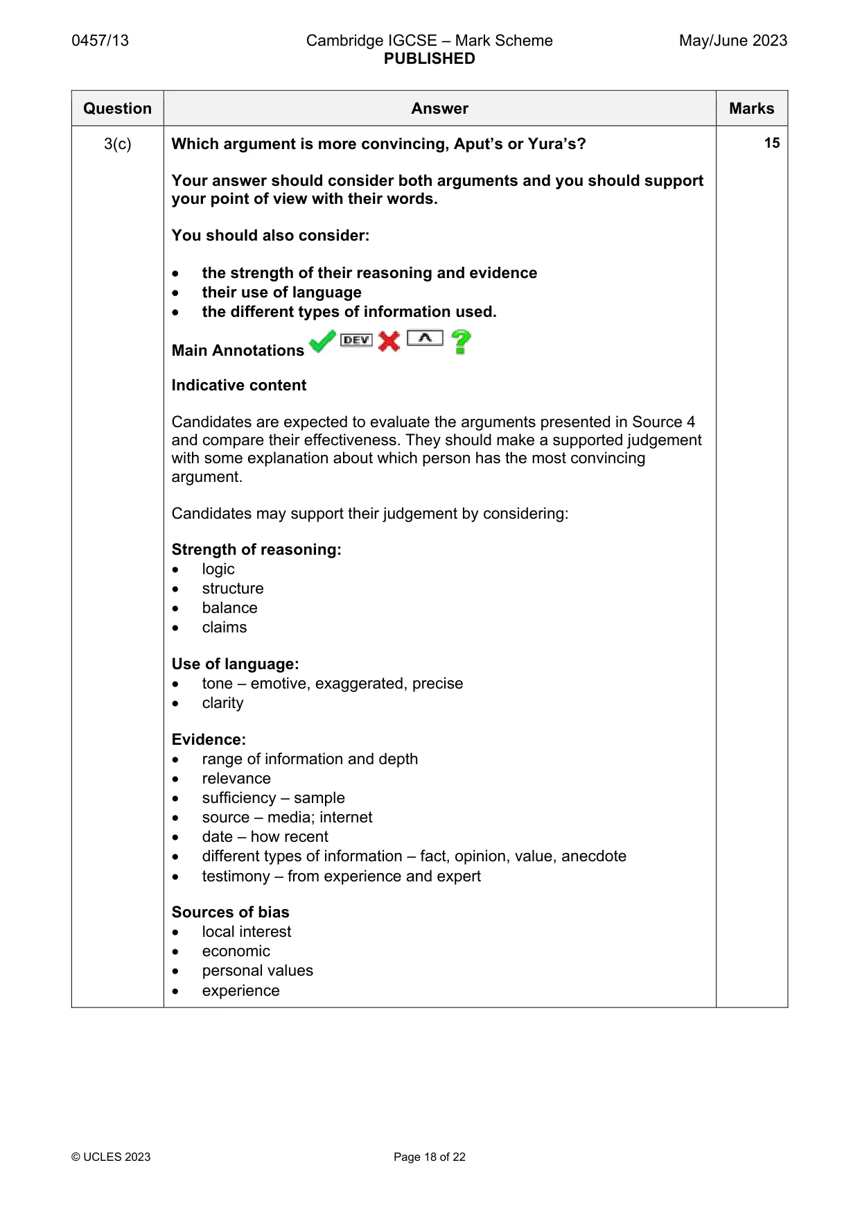 Mark scheme, page 18 of 22