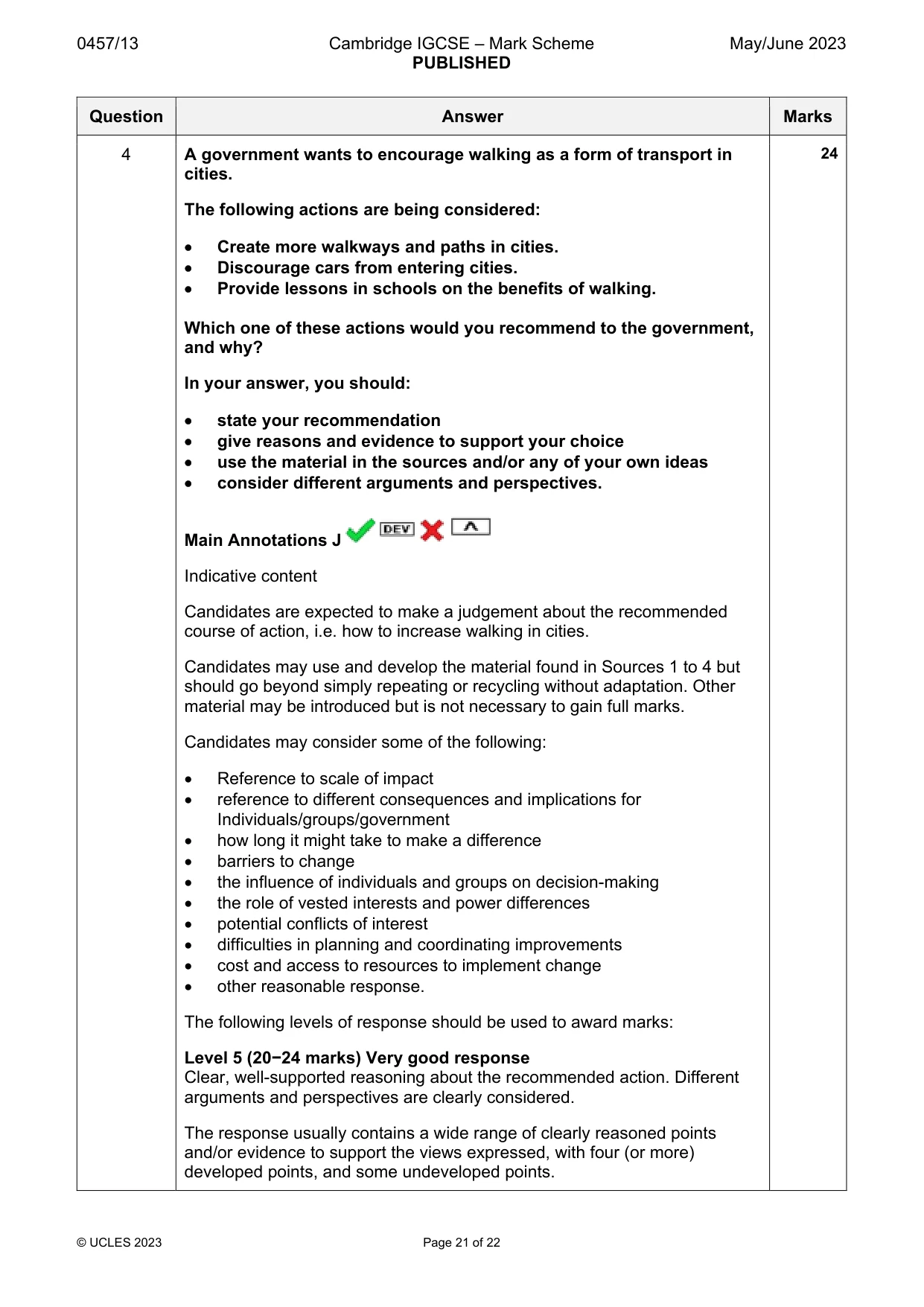 Mark scheme, page 21 of 22