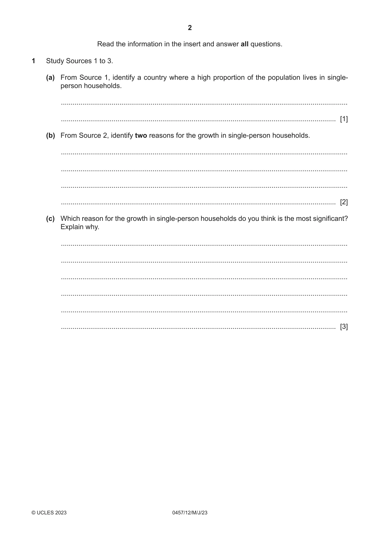Cambridge IGCSE Global Perspectives 0457 2023 May/June Paper 1 · Variant 2 question paper, page 2 of 12