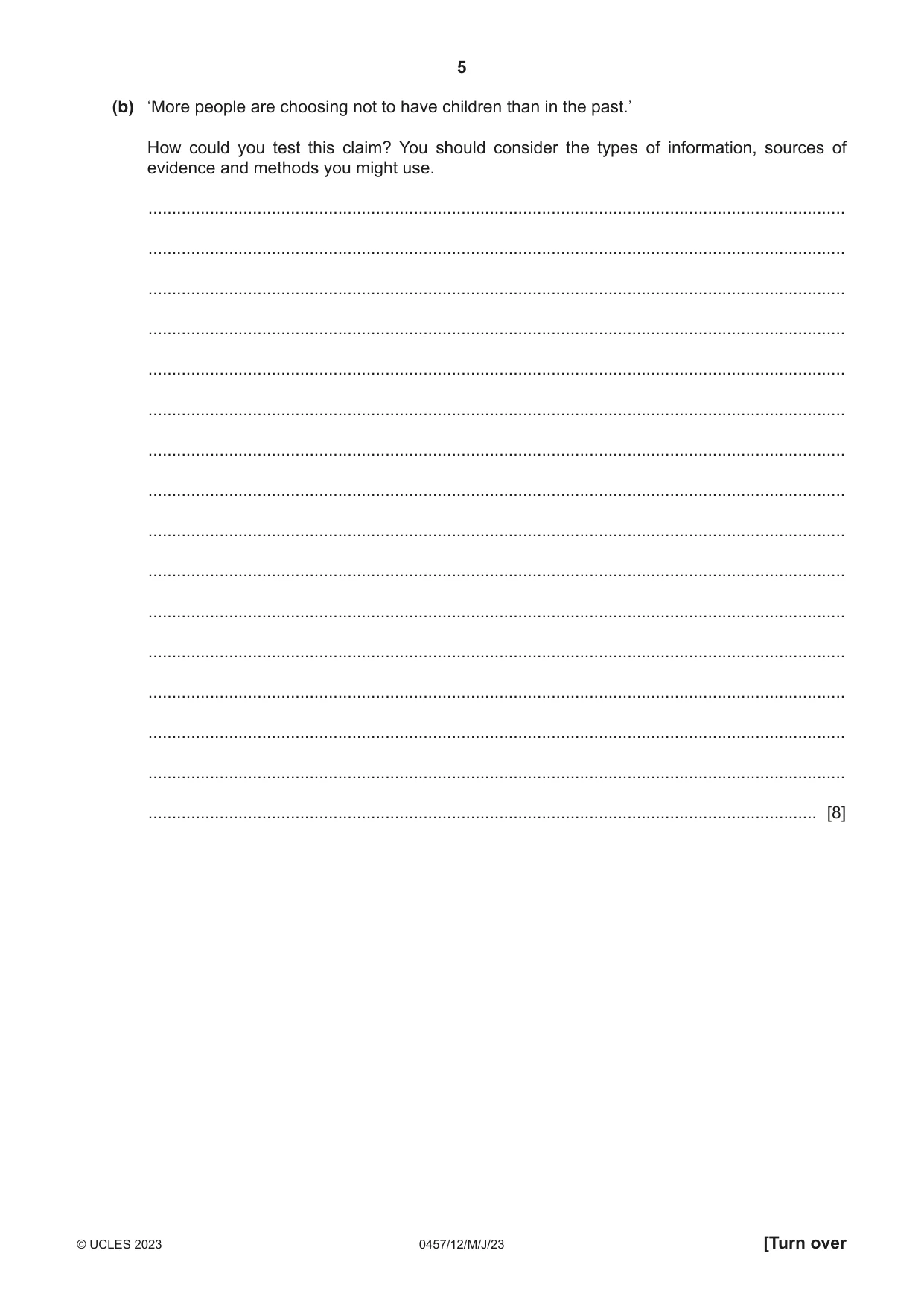 Cambridge IGCSE Global Perspectives 0457 2023 May/June Paper 1 · Variant 2 question paper, page 5 of 12