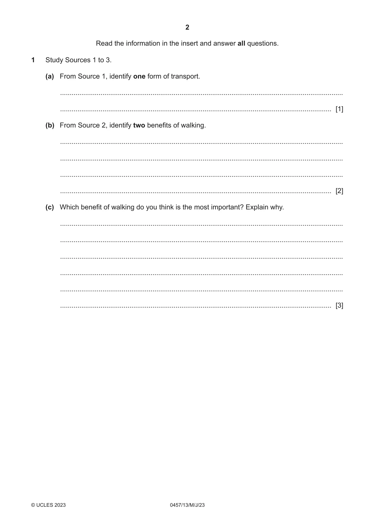 Cambridge IGCSE Global Perspectives 0457 2023 May/June Paper 1 · Variant 3 question paper, page 2 of 12