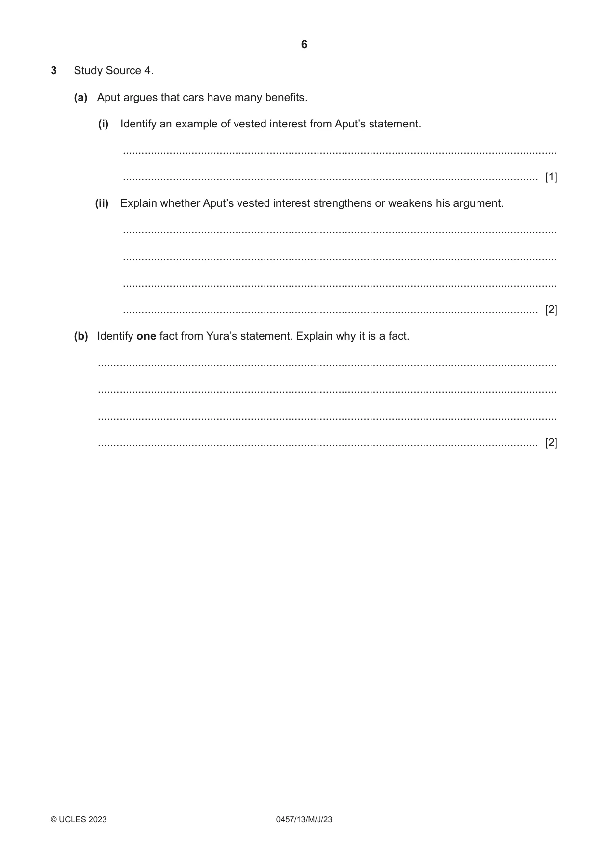Cambridge IGCSE Global Perspectives 0457 2023 May/June Paper 1 · Variant 3 question paper, page 6 of 12