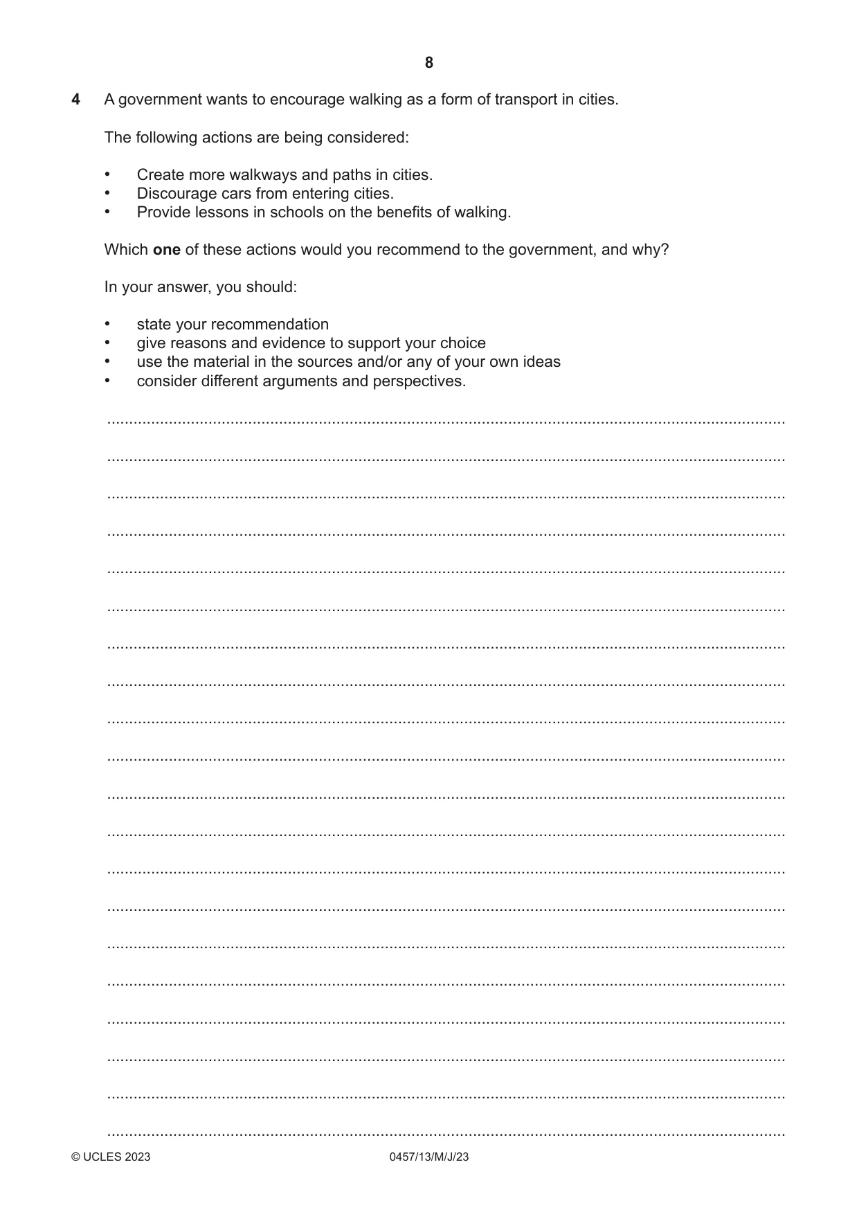 Cambridge IGCSE Global Perspectives 0457 2023 May/June Paper 1 · Variant 3 question paper, page 8 of 12
