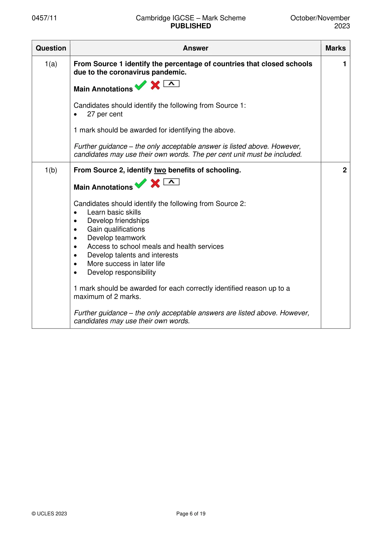 Mark scheme, page 6 of 19