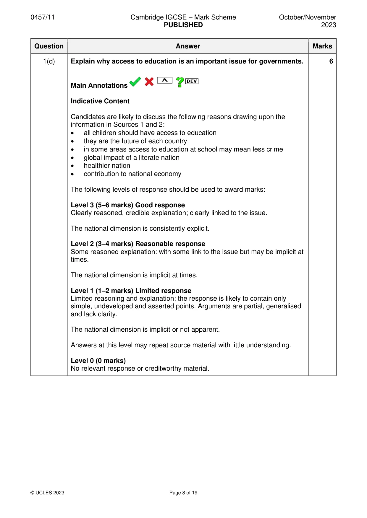 Mark scheme, page 8 of 19