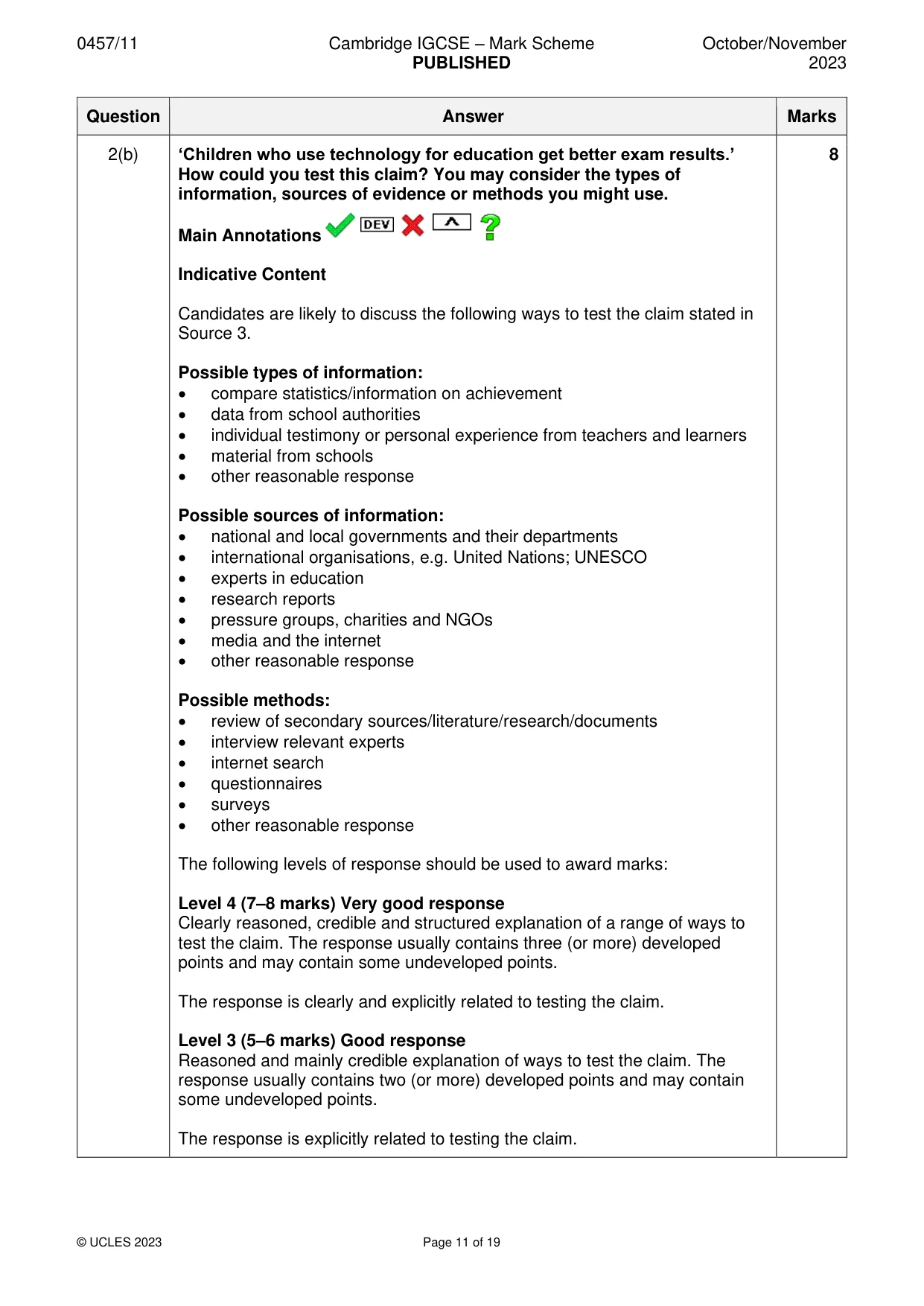 Mark scheme, page 11 of 19