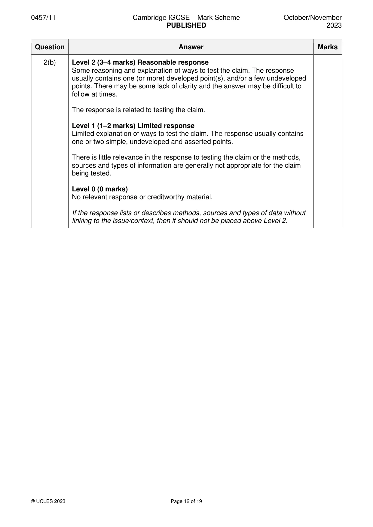 Mark scheme, page 12 of 19