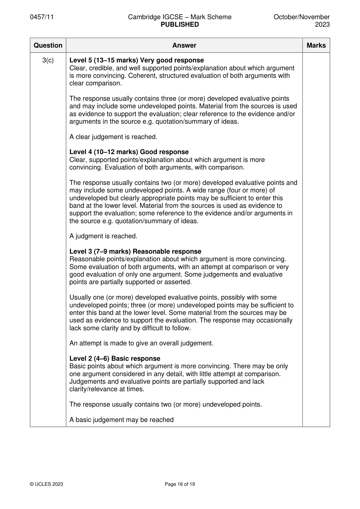 Mark scheme, page 16 of 19