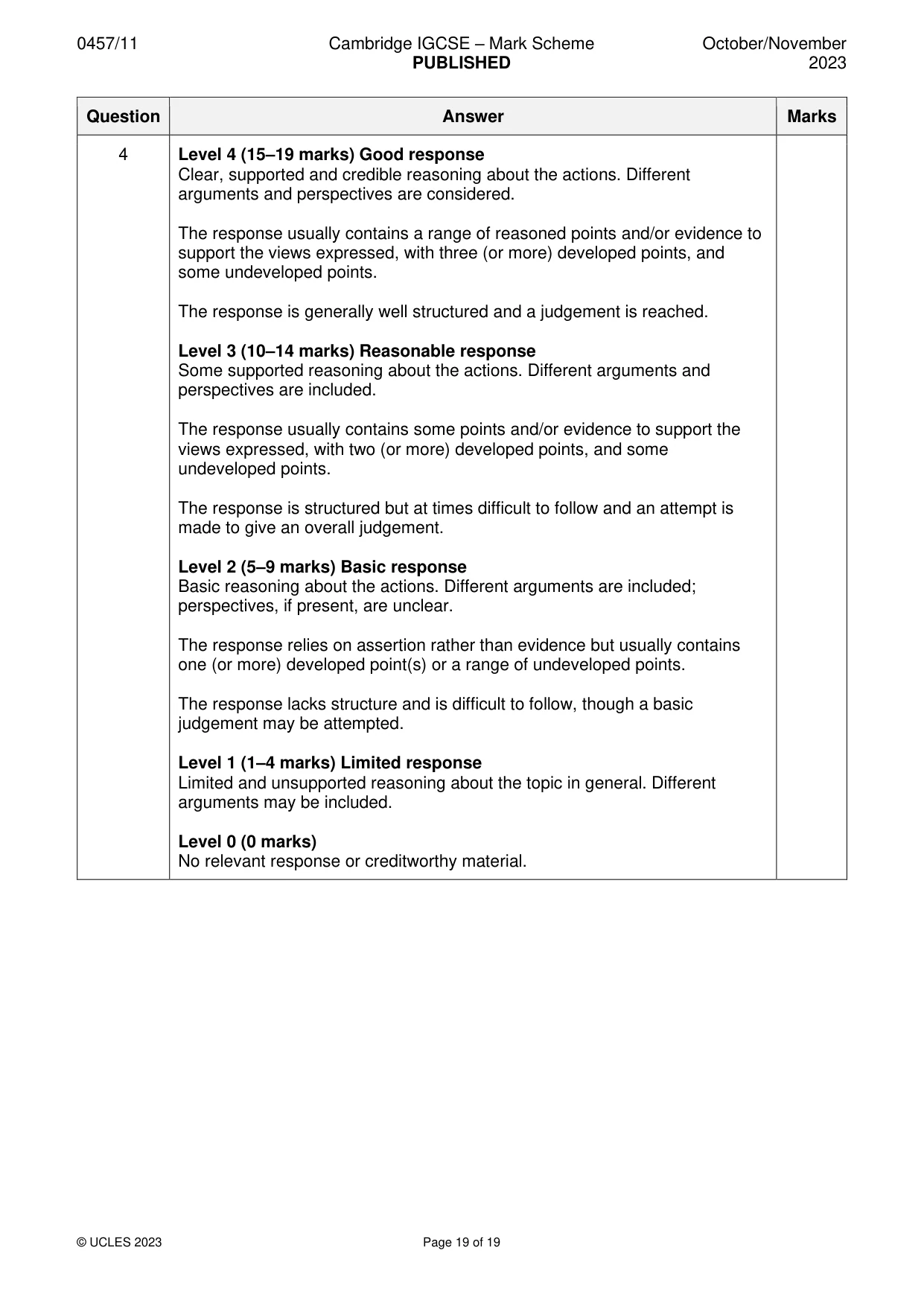 Mark scheme, page 19 of 19