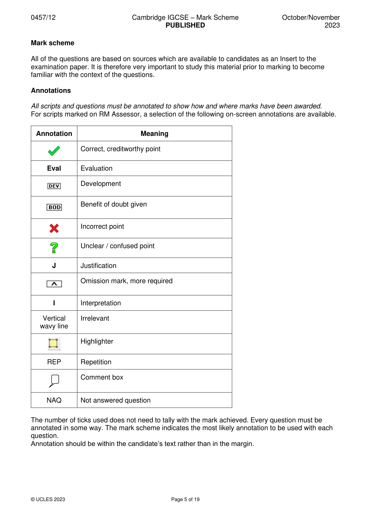 Mark scheme, page 5 of 19