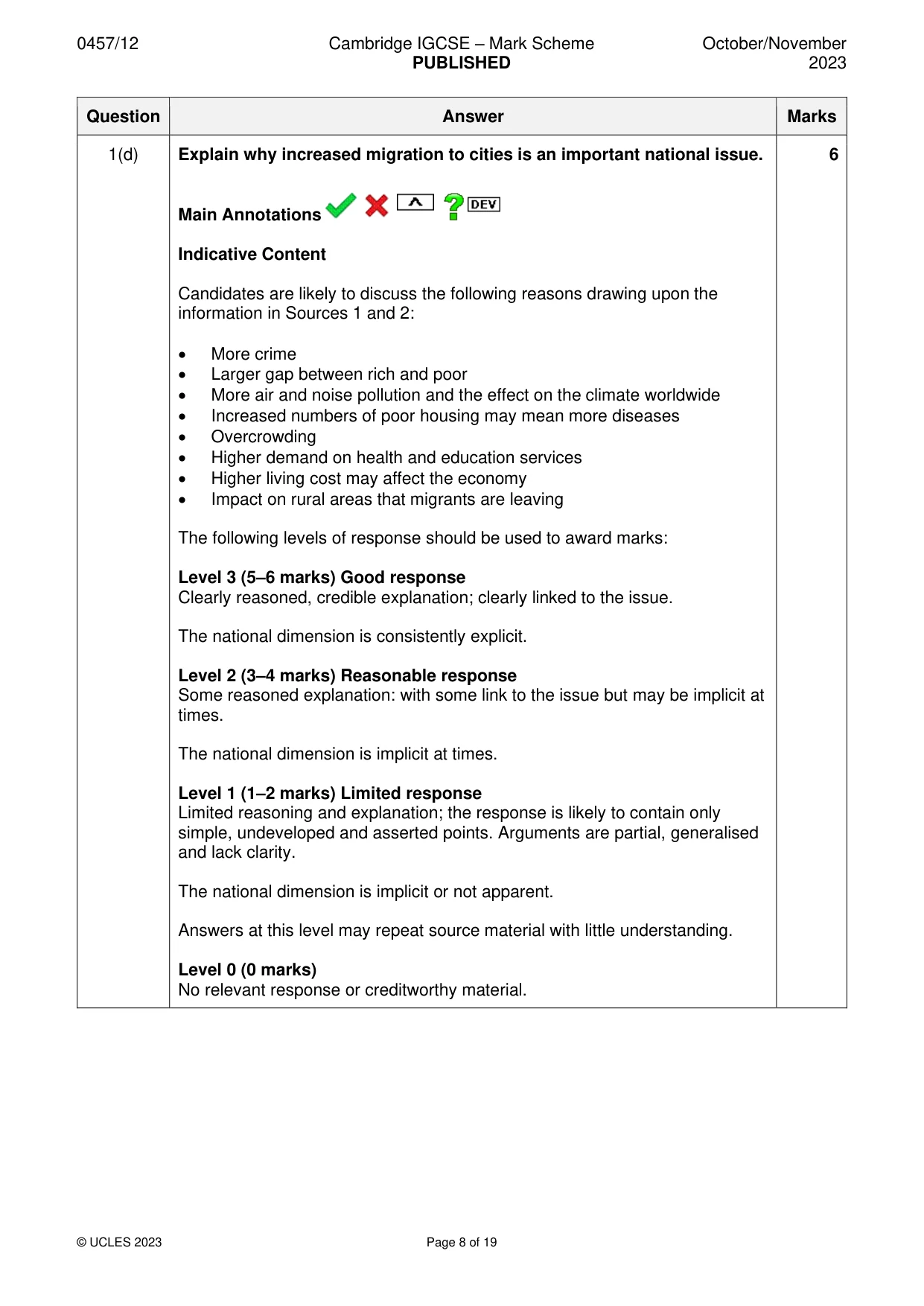 Mark scheme, page 8 of 19