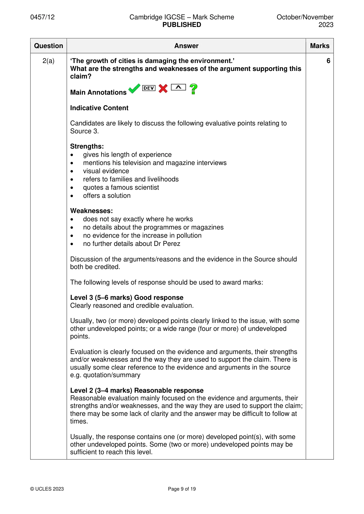 Mark scheme, page 9 of 19