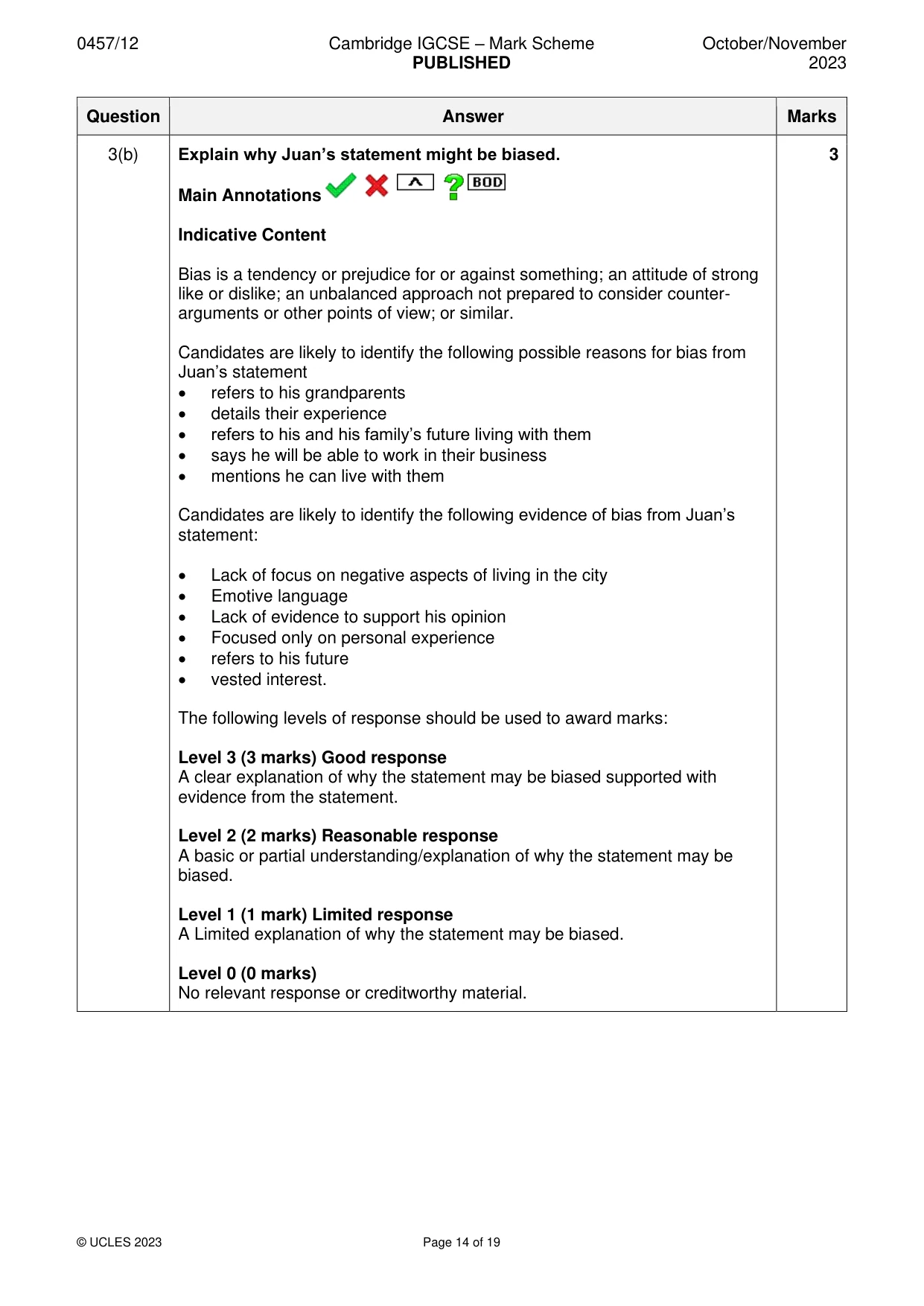 Mark scheme, page 14 of 19