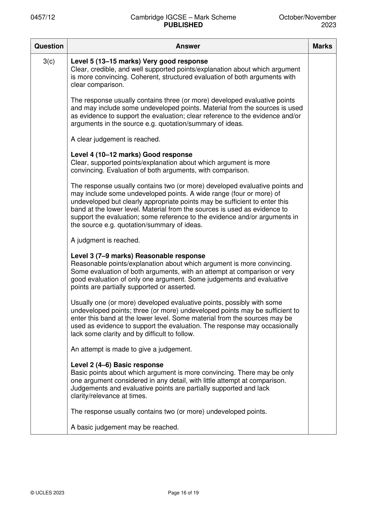 Mark scheme, page 16 of 19