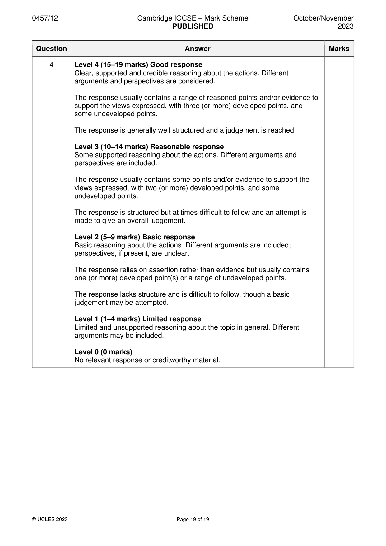 Mark scheme, page 19 of 19