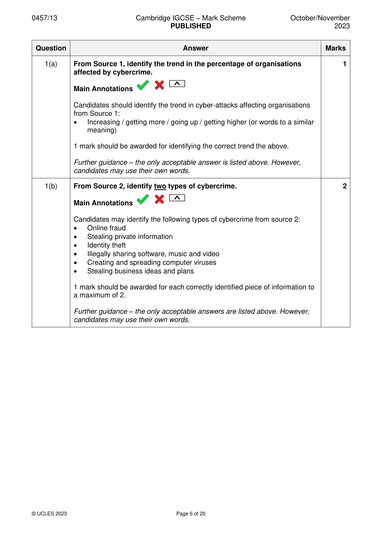 Mark scheme, page 6 of 20