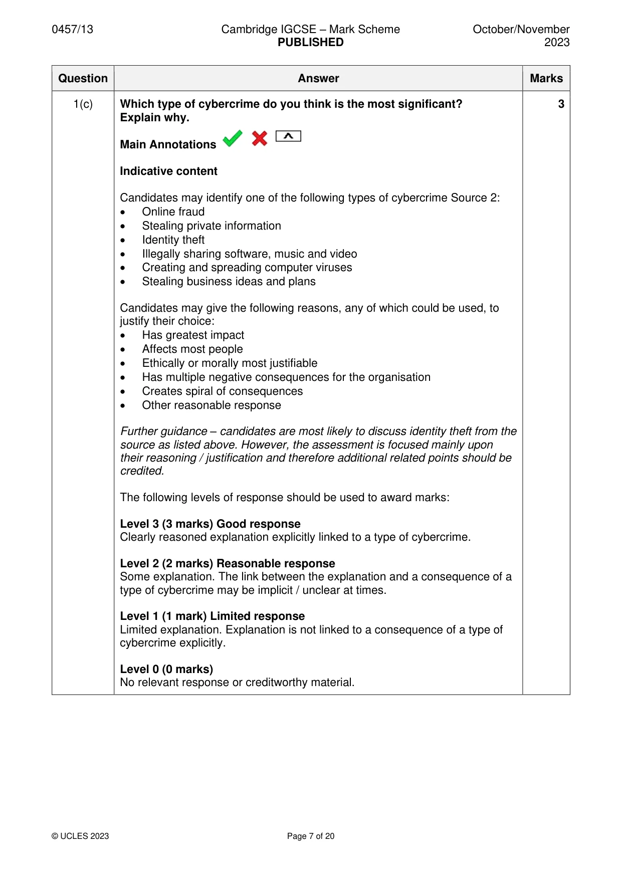 Mark scheme, page 7 of 20