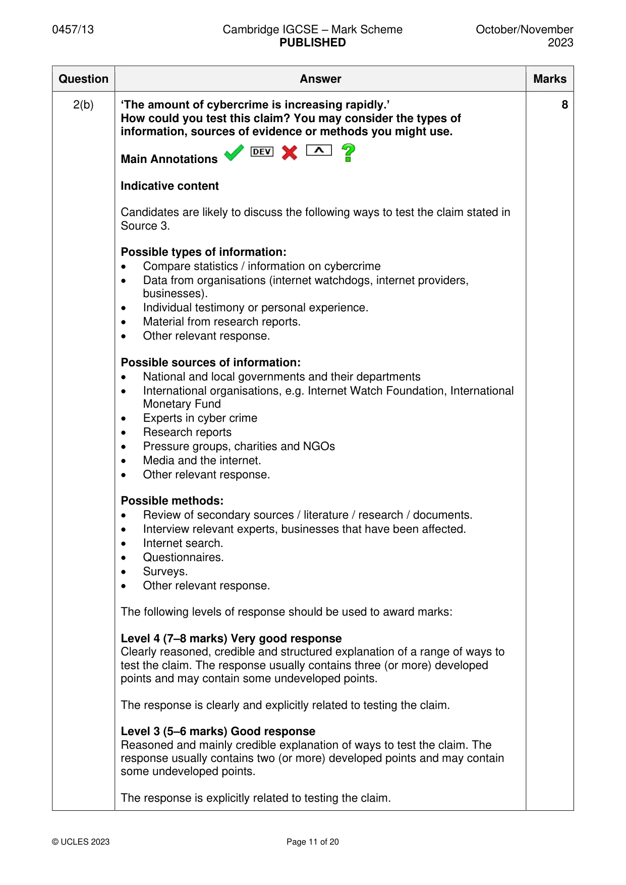 Mark scheme, page 11 of 20