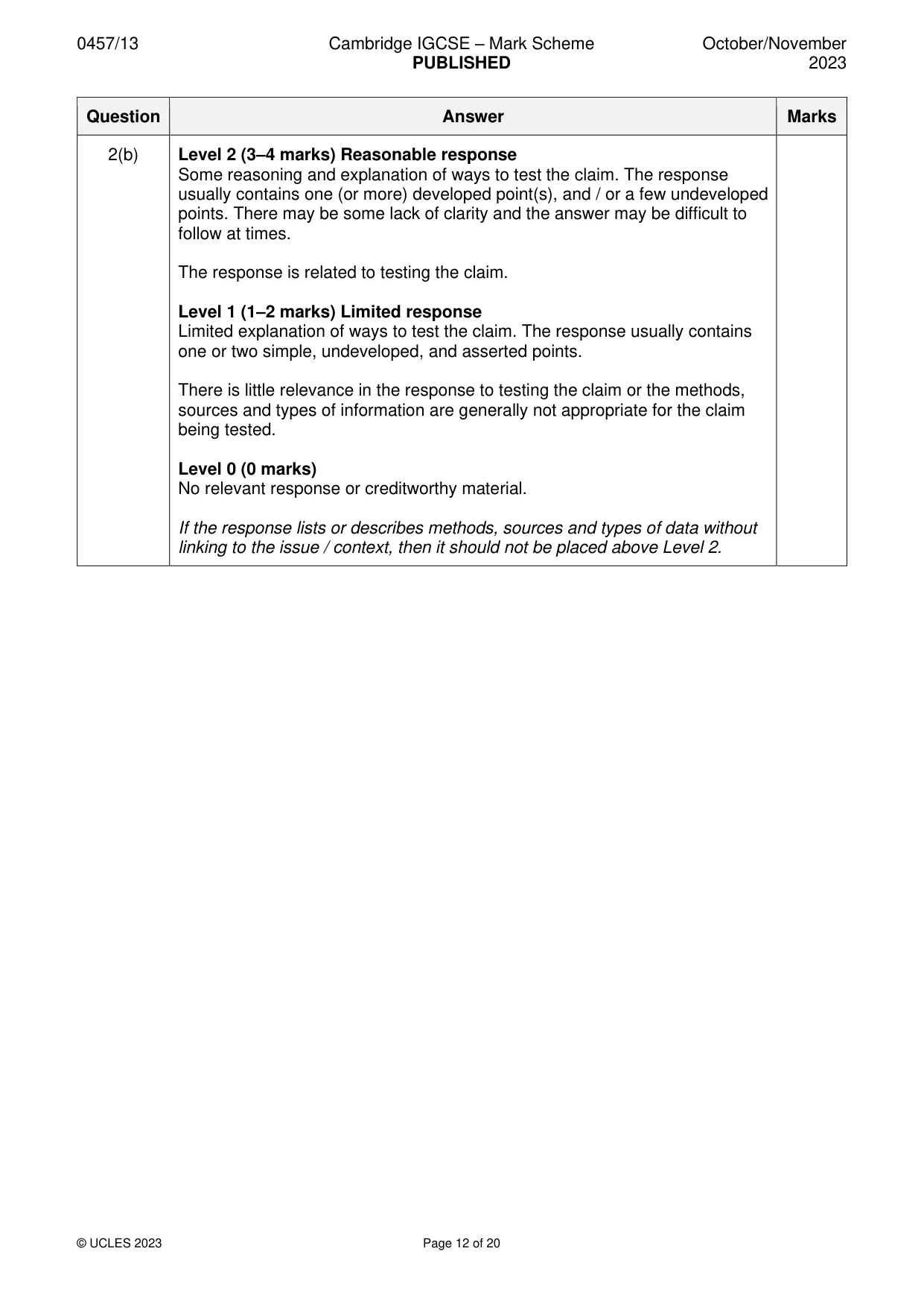 Mark scheme, page 12 of 20