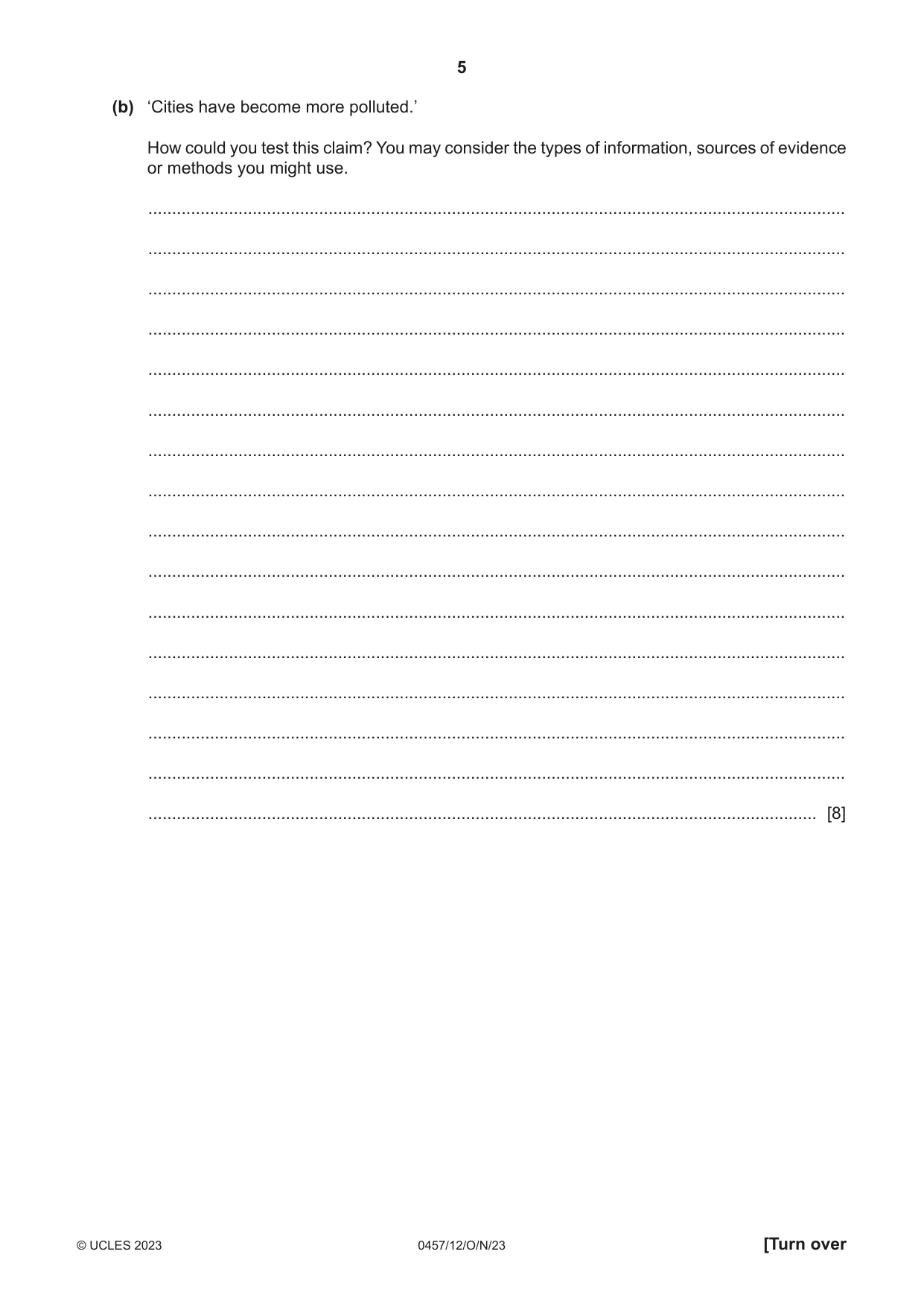 Cambridge IGCSE Global Perspectives 0457 2023 Oct/Nov Paper 1 · Variant 2 question paper, page 5 of 12