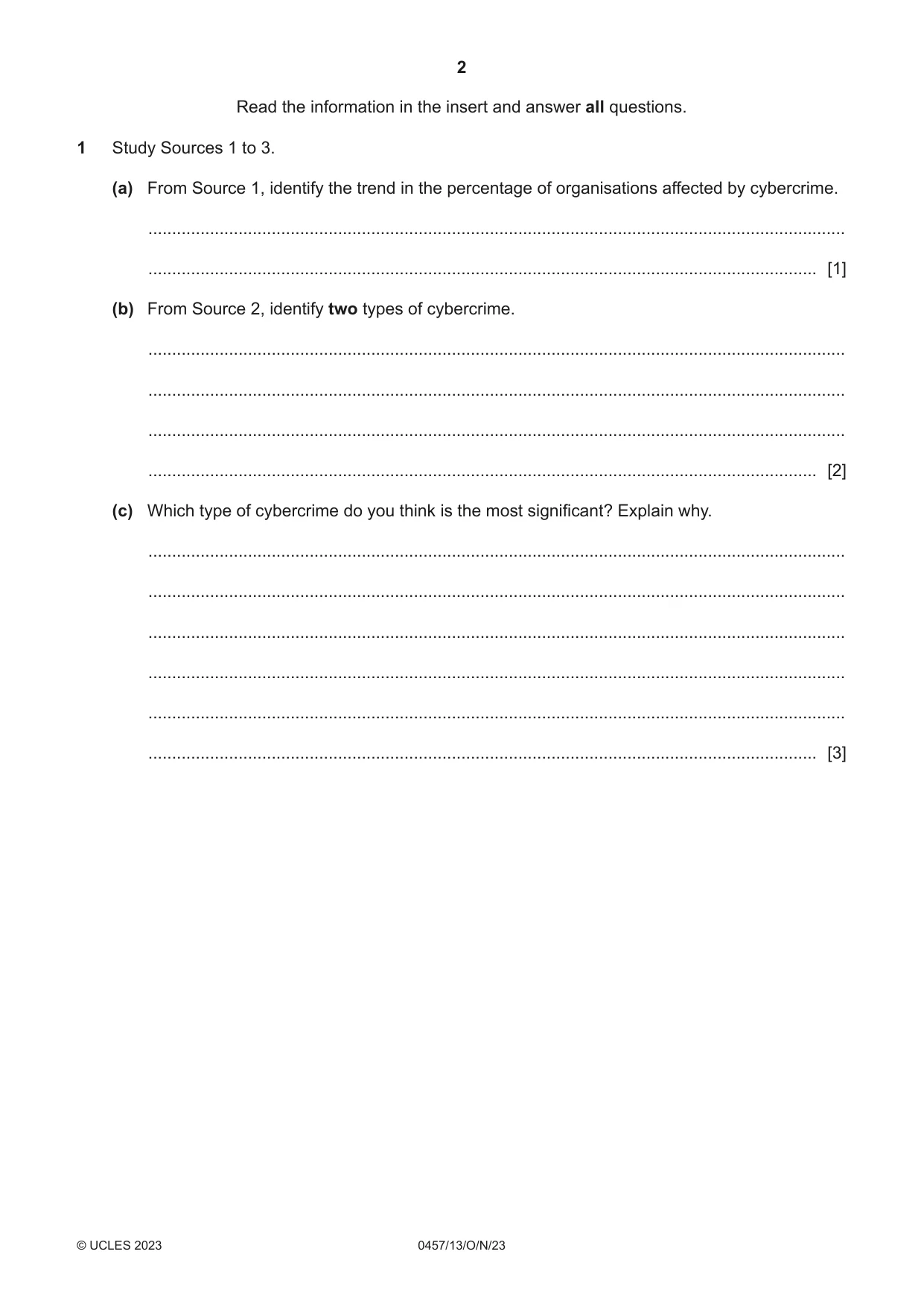 Cambridge IGCSE Global Perspectives 0457 2023 Oct/Nov Paper 1 · Variant 3 question paper, page 2 of 12