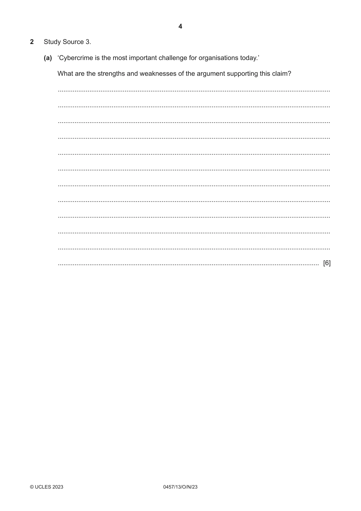 Cambridge IGCSE Global Perspectives 0457 2023 Oct/Nov Paper 1 · Variant 3 question paper, page 4 of 12