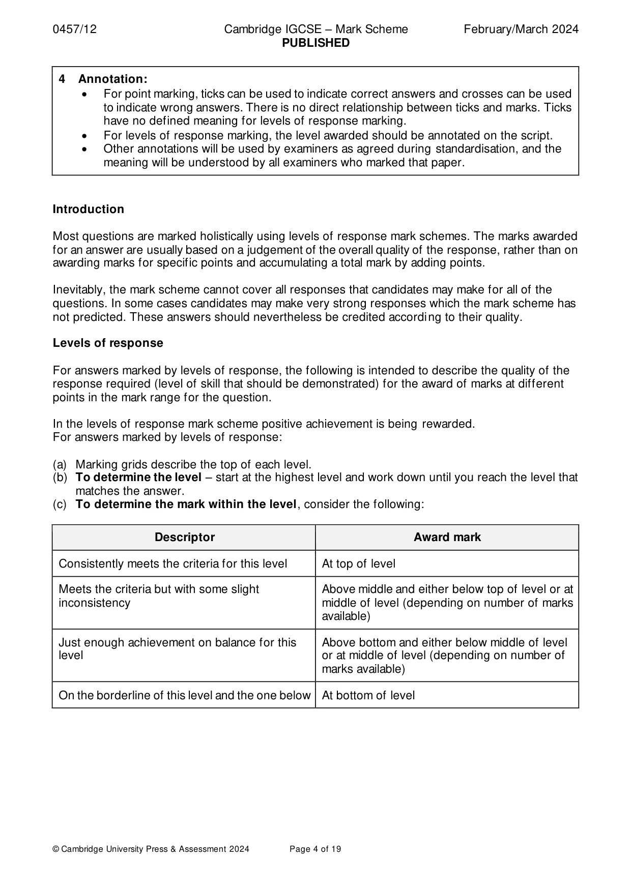 Mark scheme, page 4 of 19