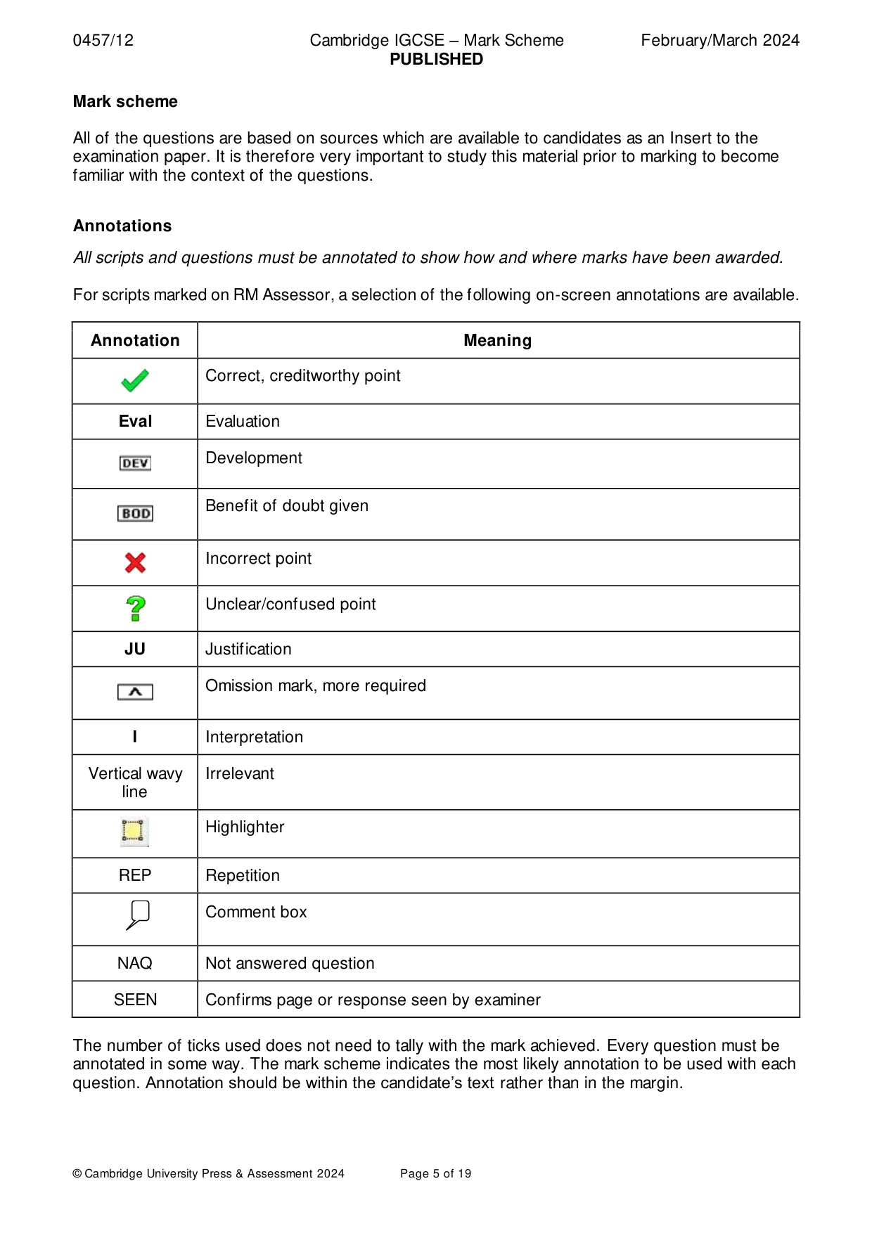Mark scheme, page 5 of 19