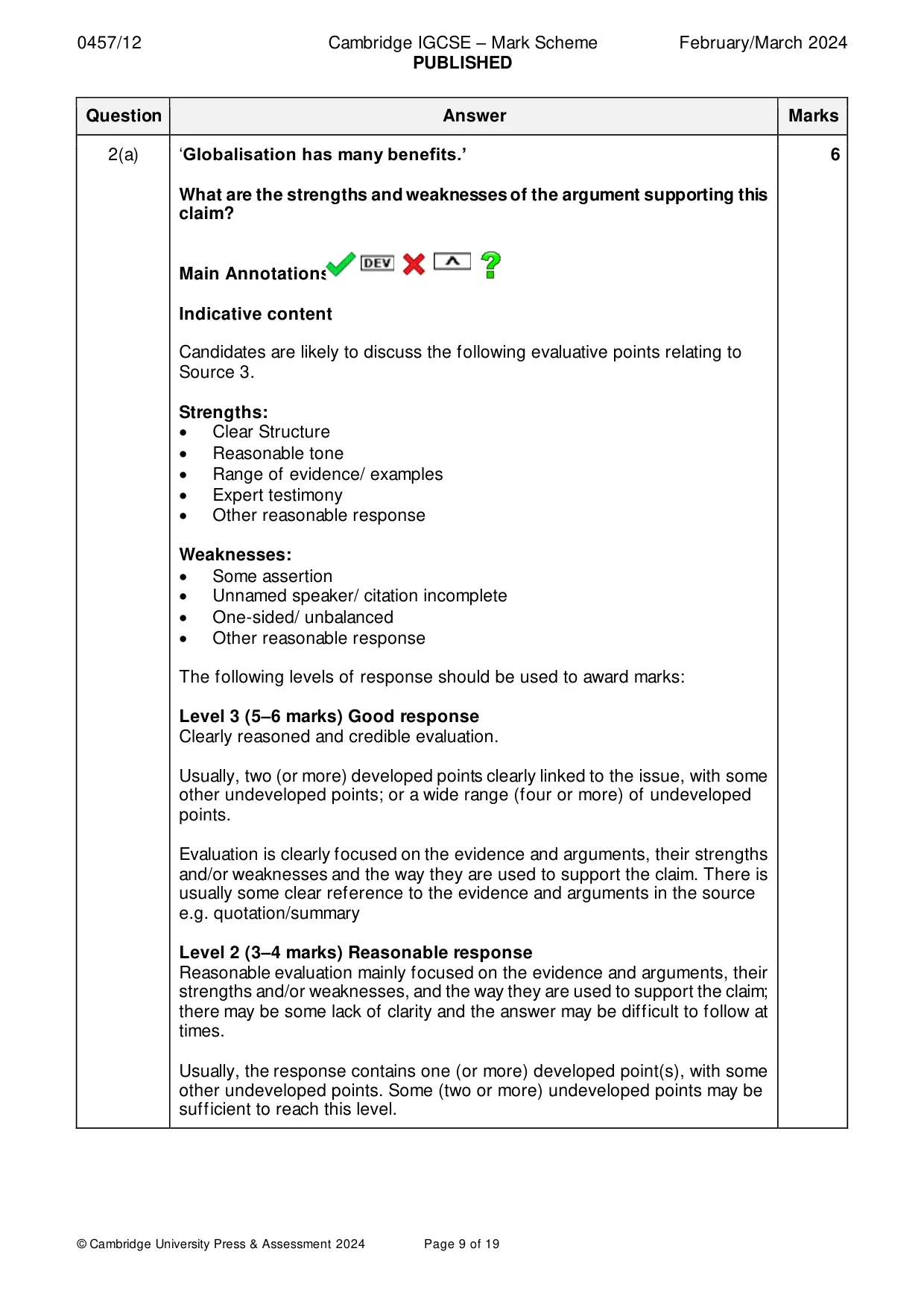 Mark scheme, page 9 of 19