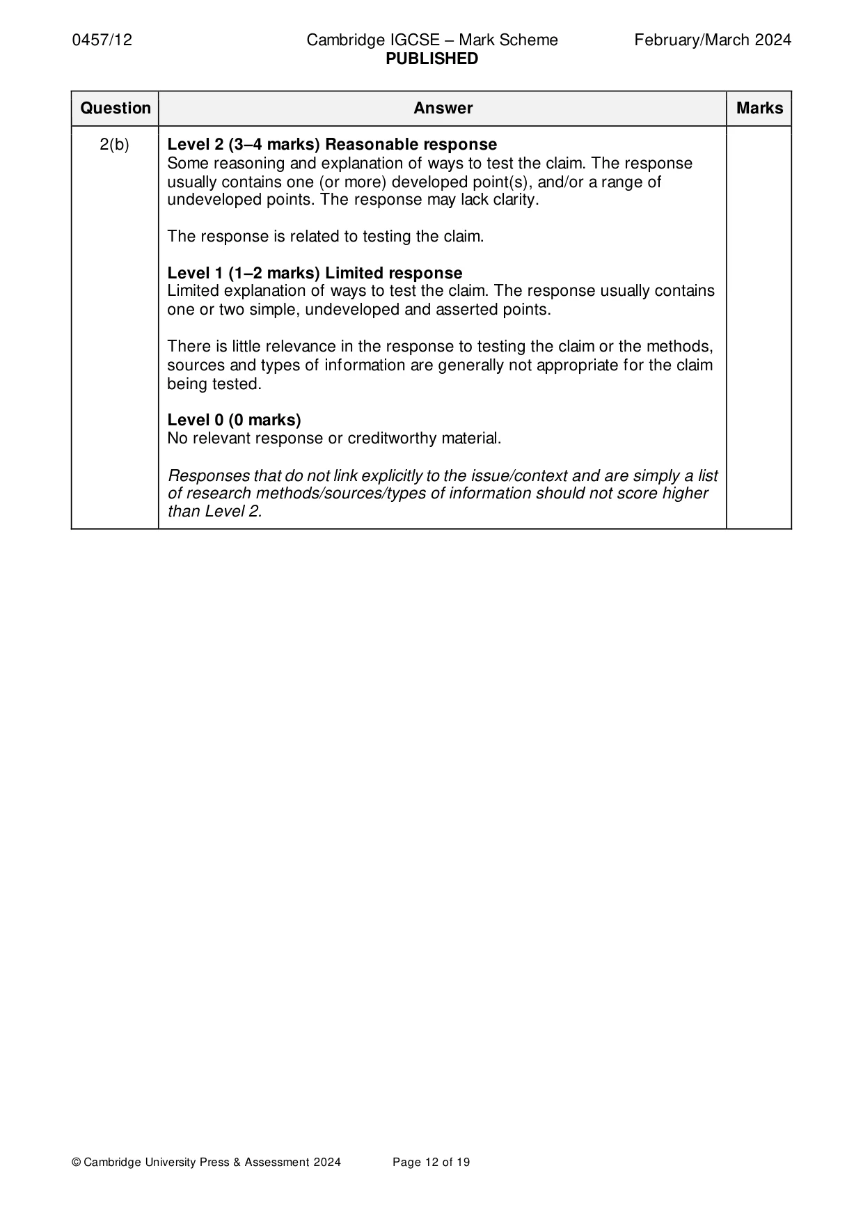 Mark scheme, page 12 of 19