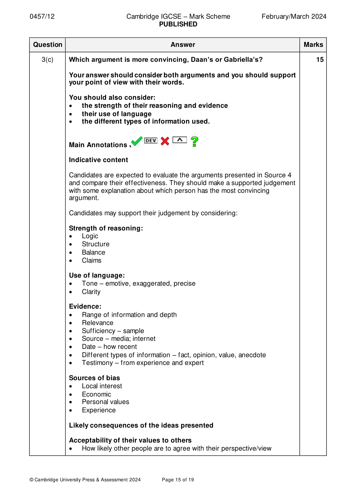Mark scheme, page 15 of 19