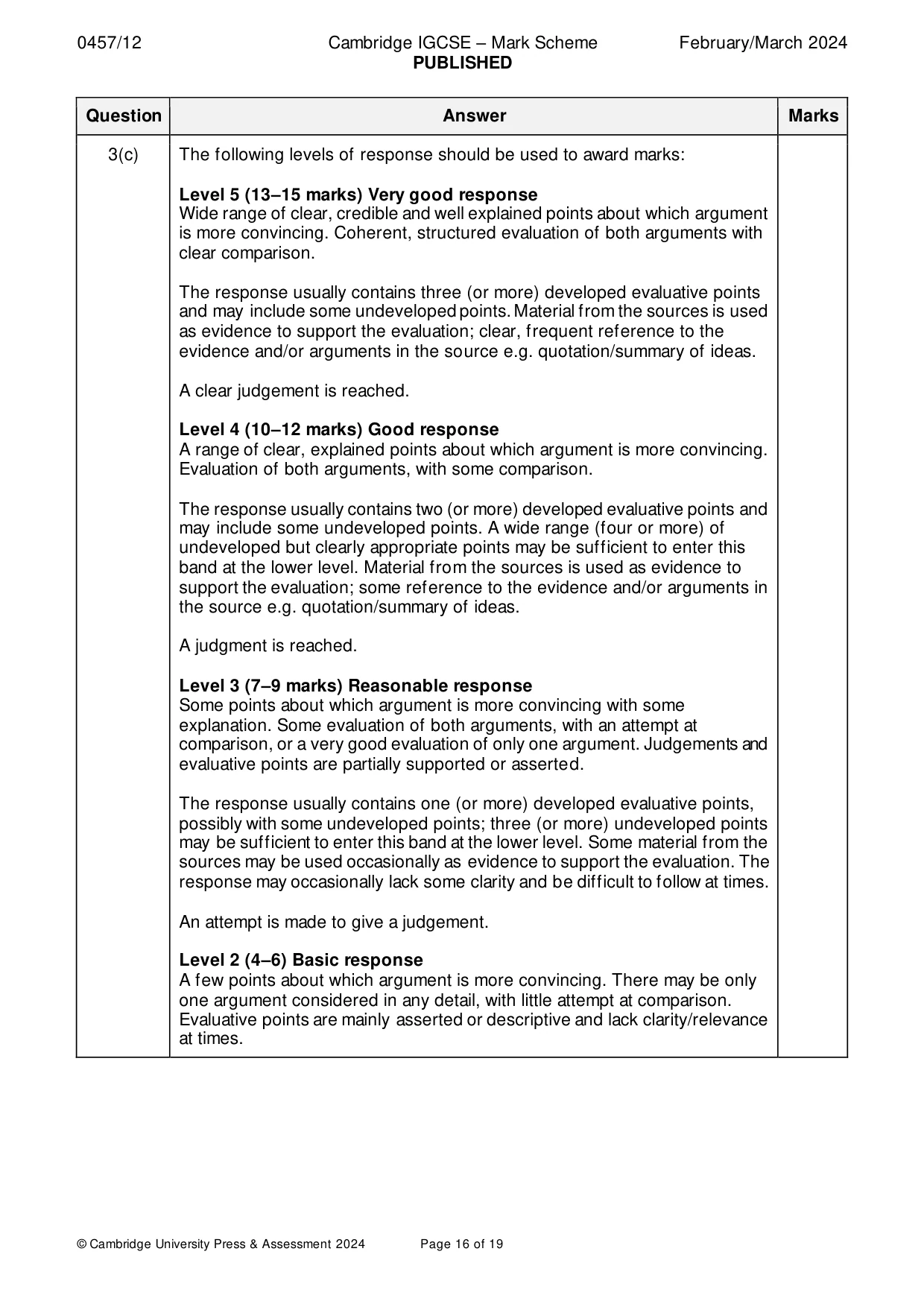 Mark scheme, page 16 of 19
