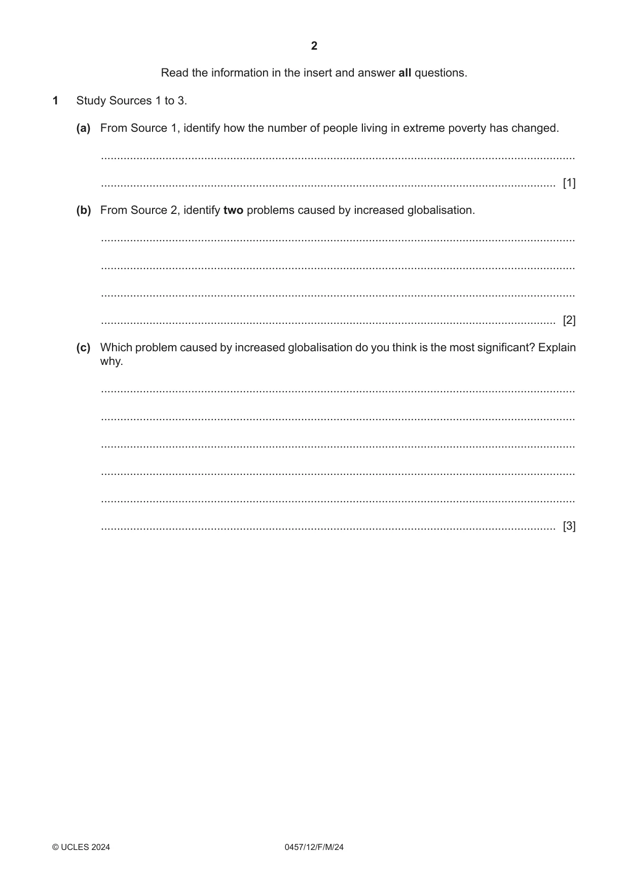 Cambridge IGCSE Global Perspectives 0457 2024 Feb/March Paper 1 · Variant 2 question paper, page 2 of 12