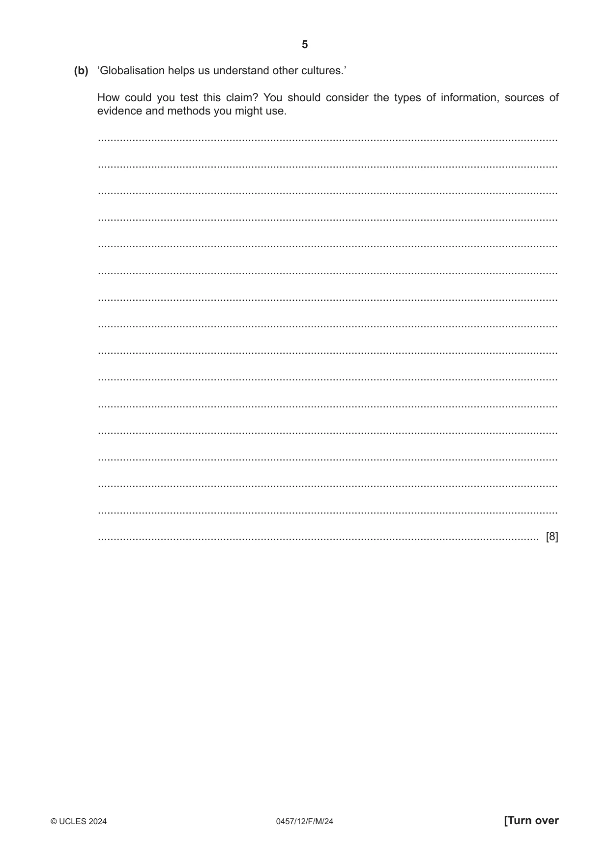Cambridge IGCSE Global Perspectives 0457 2024 Feb/March Paper 1 · Variant 2 question paper, page 5 of 12
