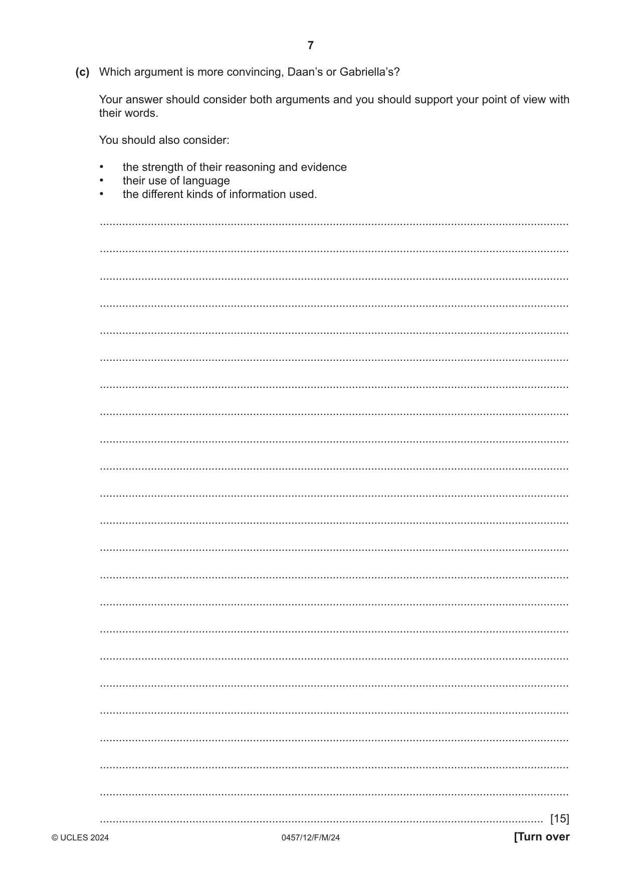 Cambridge IGCSE Global Perspectives 0457 2024 Feb/March Paper 1 · Variant 2 question paper, page 7 of 12