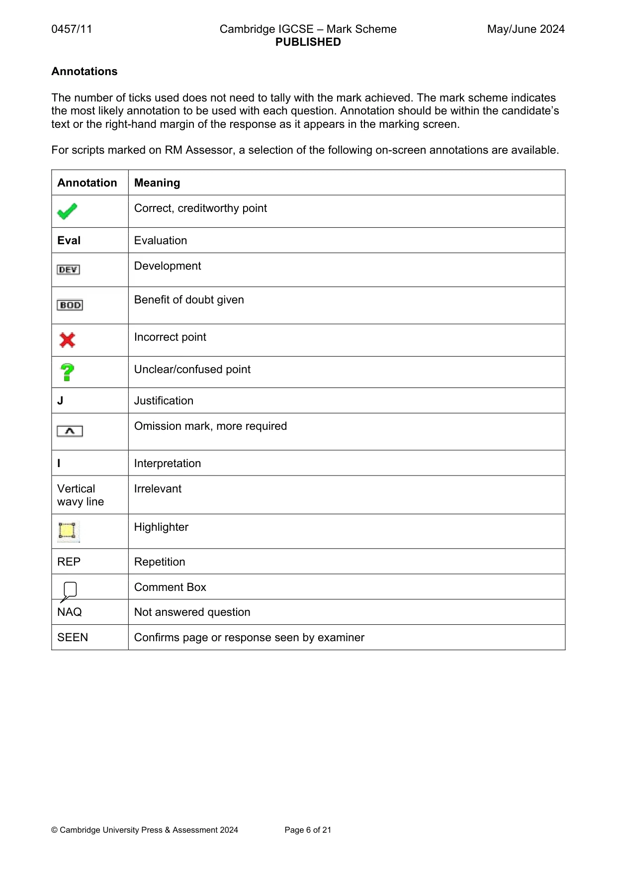 Mark scheme, page 6 of 21