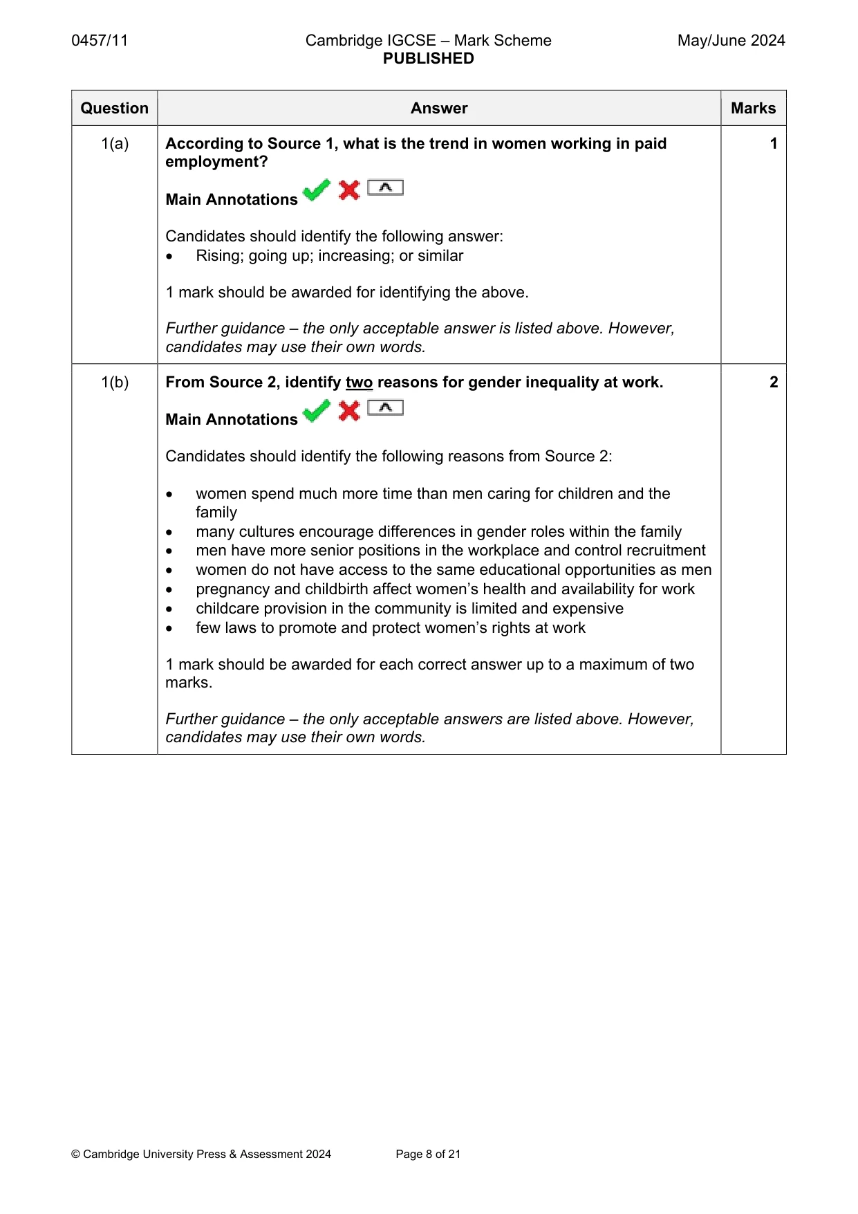 Mark scheme, page 8 of 21