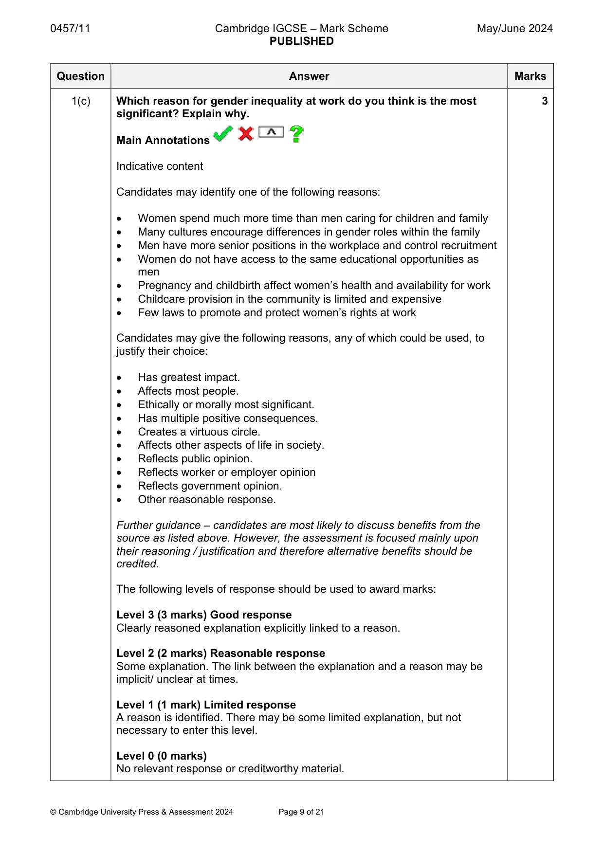 Mark scheme, page 9 of 21