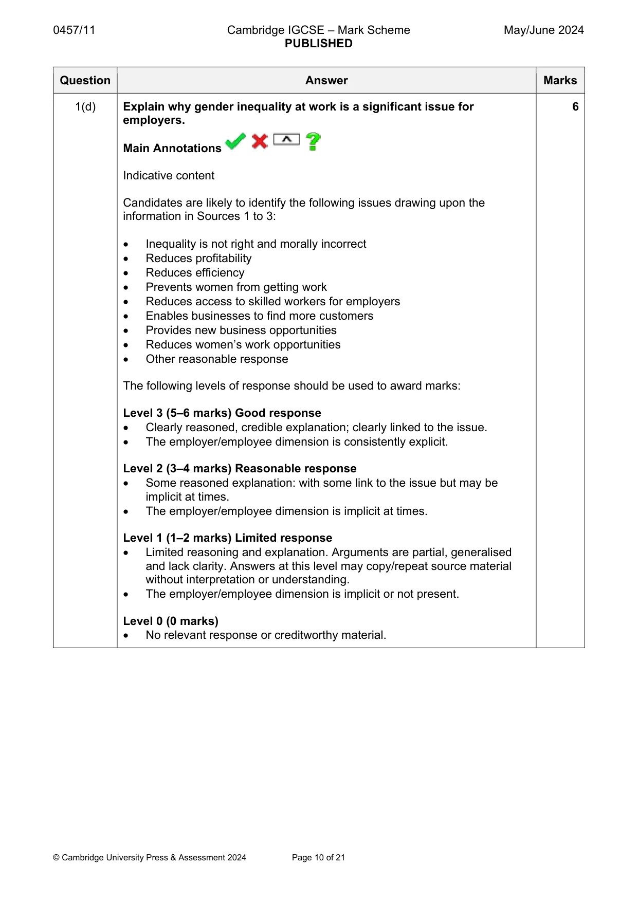 Mark scheme, page 10 of 21