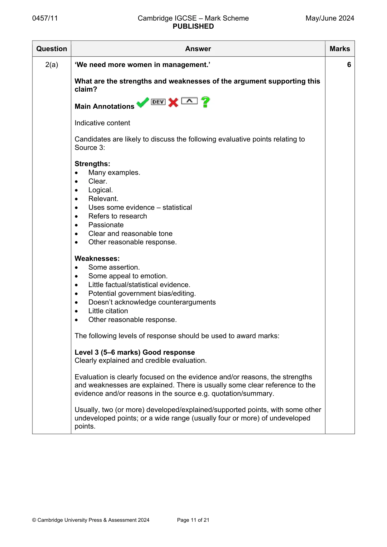 Mark scheme, page 11 of 21