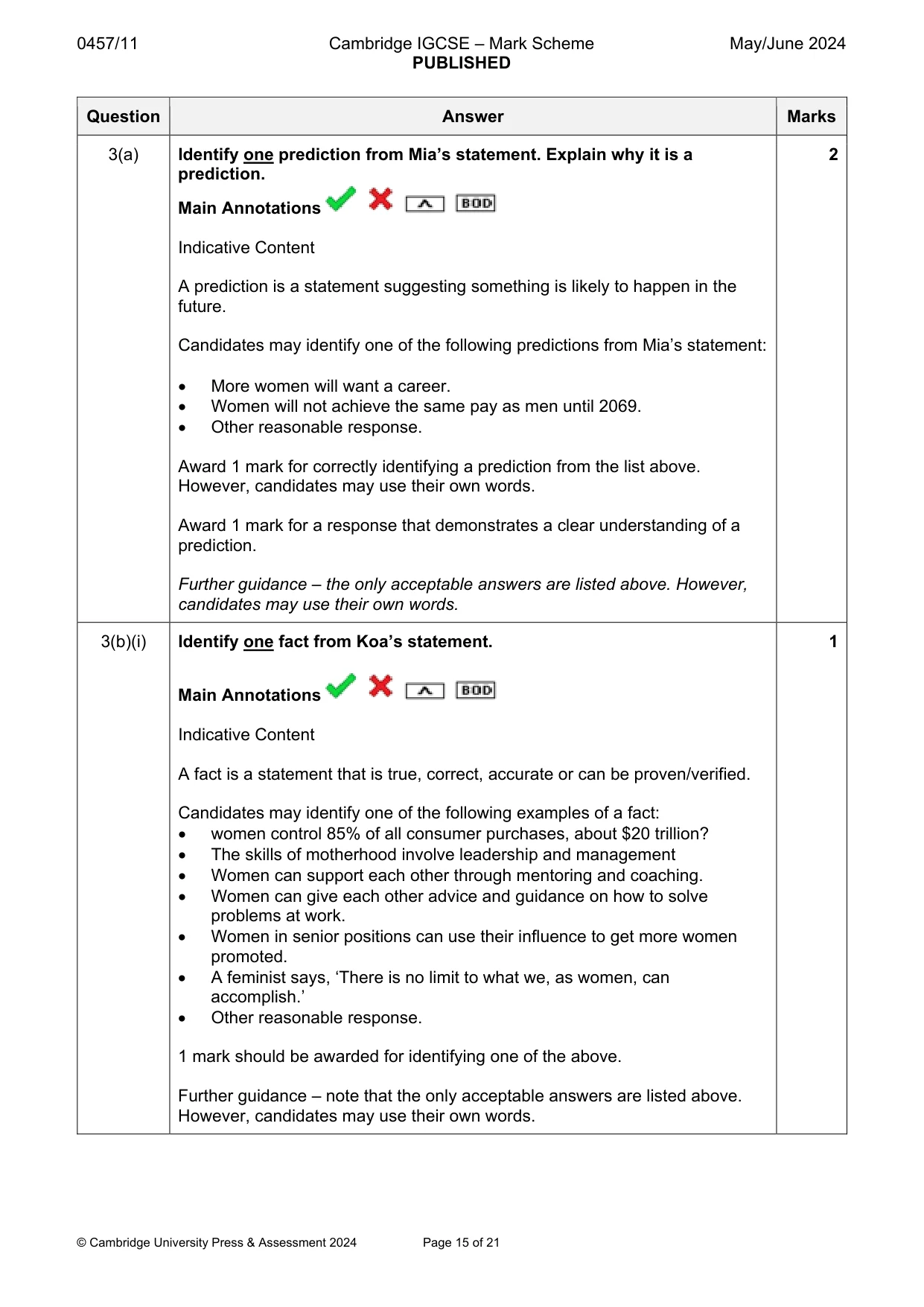 Mark scheme, page 15 of 21