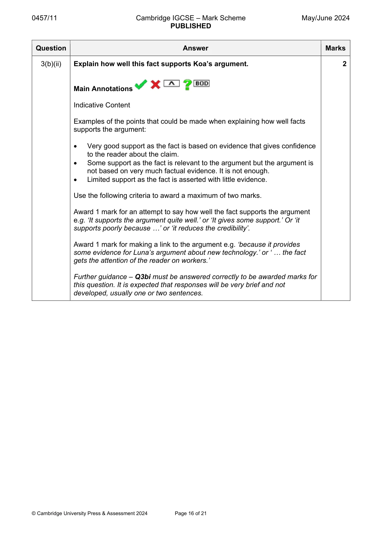 Mark scheme, page 16 of 21