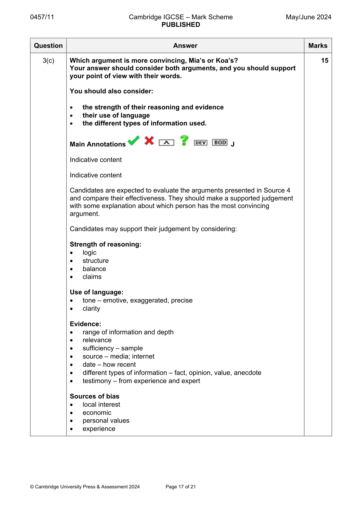 Mark scheme, page 17 of 21