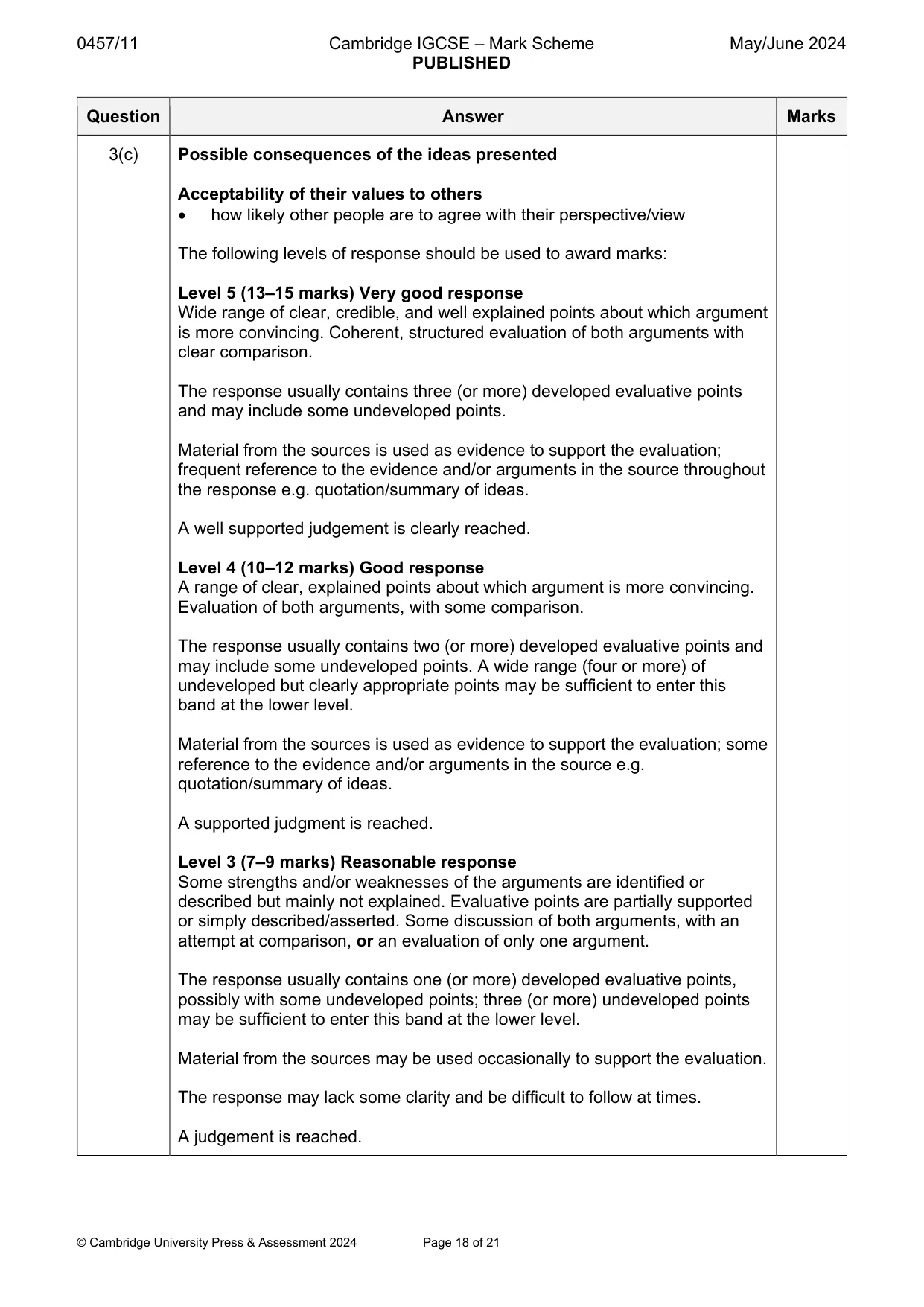 Mark scheme, page 18 of 21