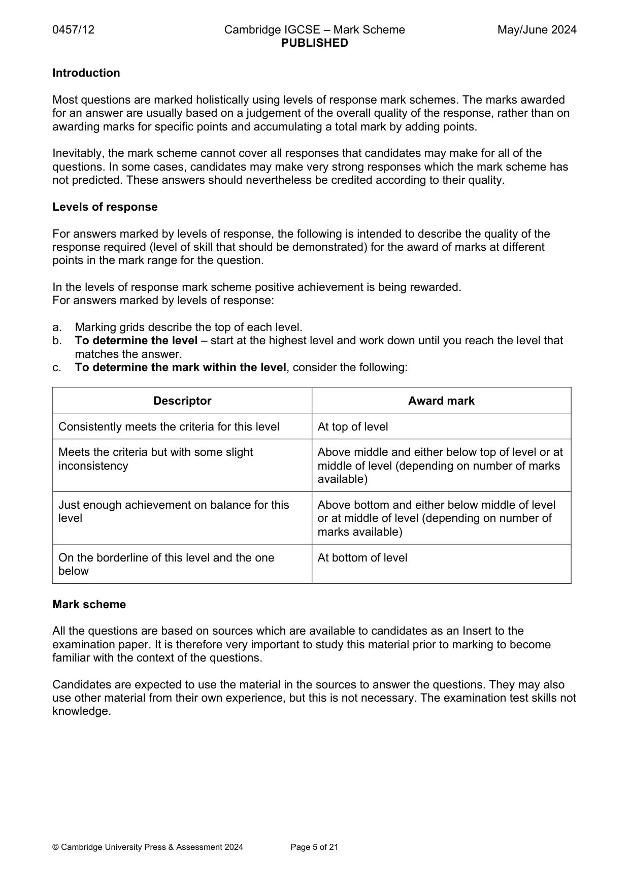 Mark scheme, page 5 of 21