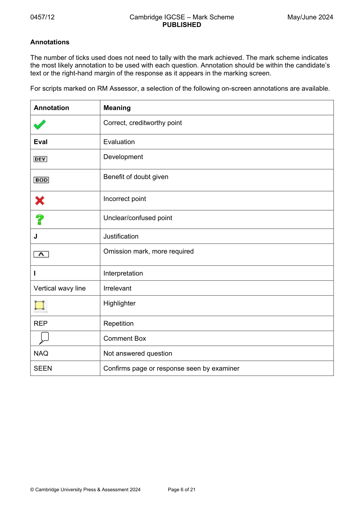 Mark scheme, page 6 of 21