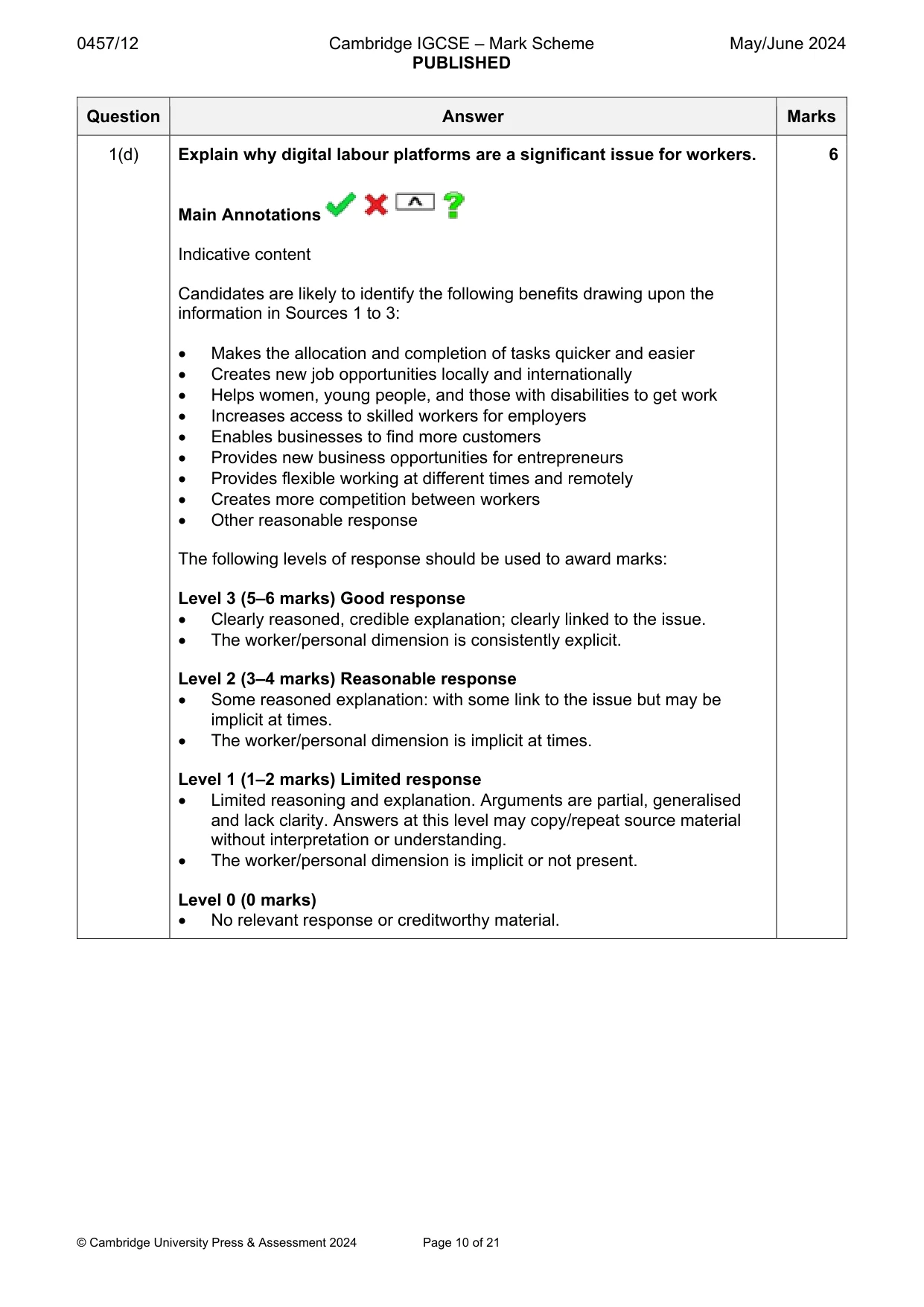 Mark scheme, page 10 of 21