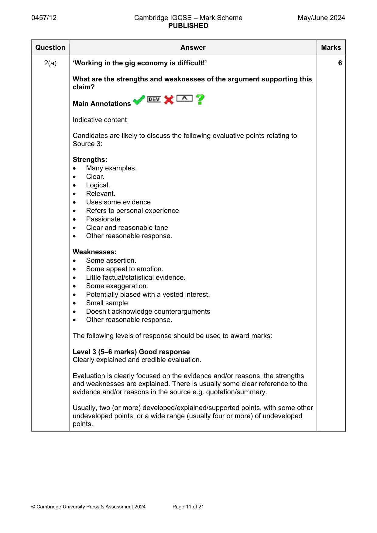 Mark scheme, page 11 of 21