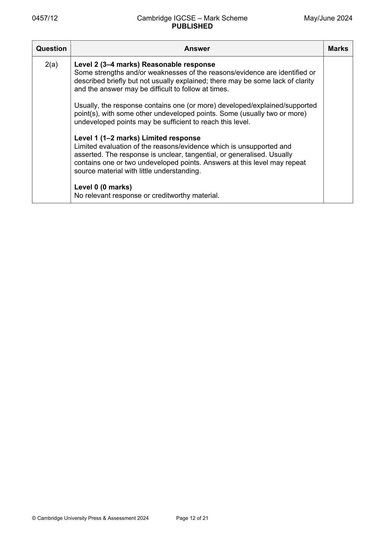 Mark scheme, page 12 of 21