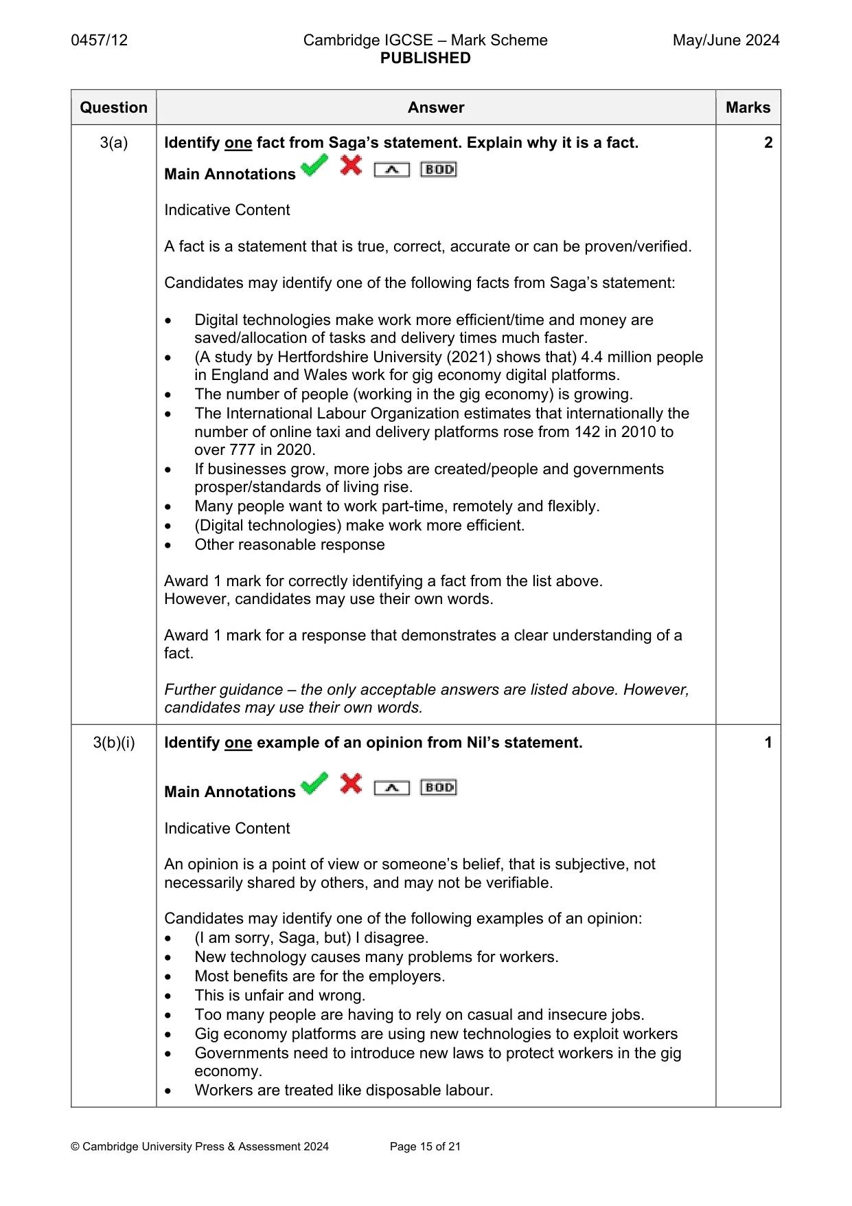 Mark scheme, page 15 of 21